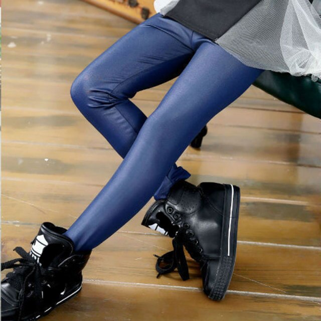 PU Girls Leggings Spring Autumn Leggings For Girl Children Leather Skinny Pants Kids Leggins Teenager Trousers 8 10 12 Years