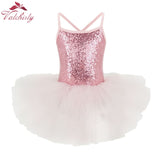 Sequined Flower Ballet Leotard Tutu Dress