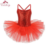 Sequined Flower Ballet Leotard Tutu Dress