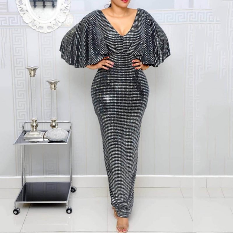 Luxury Gray Party Women Long Pencil Dresses