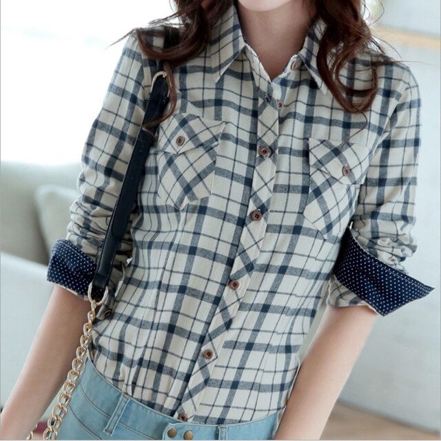 Slim Flannel Plaid Casual Shirt