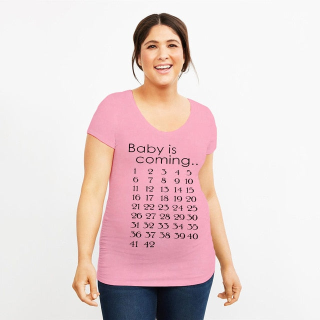 Baby Is Coming Calendar Maternity T-shirt Clothing Pregnant