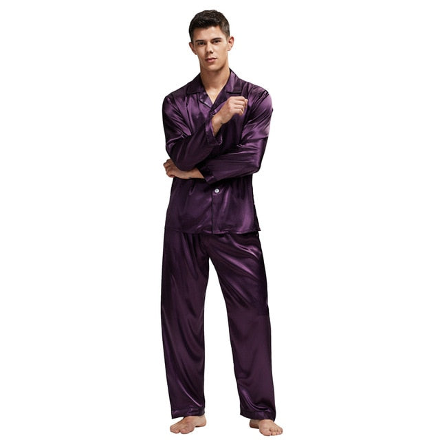 Stain Silk Sleepwear Men Pajamas