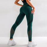High Waist Fitness Leggings Hollow Printed Workout Long Scrunch Bums