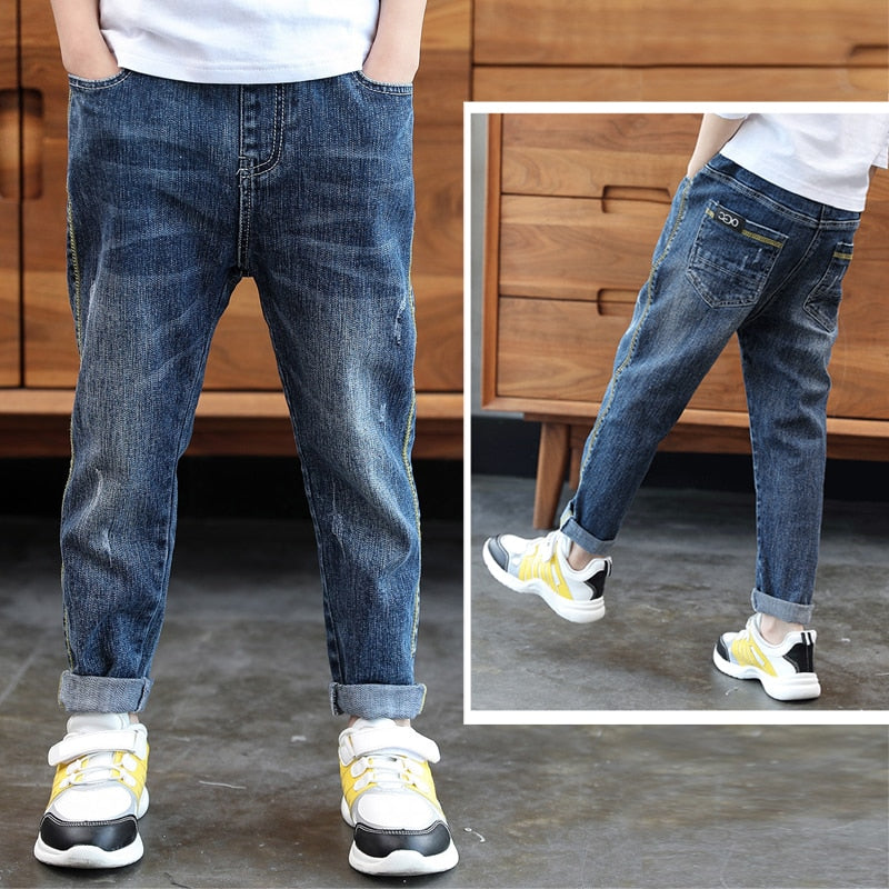 4-13 Years Boys Clothes Slim Straight Jeans
