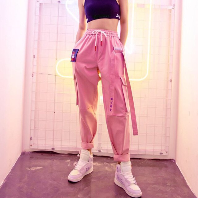 Hip Hop Women Cargo Pants High Waist
