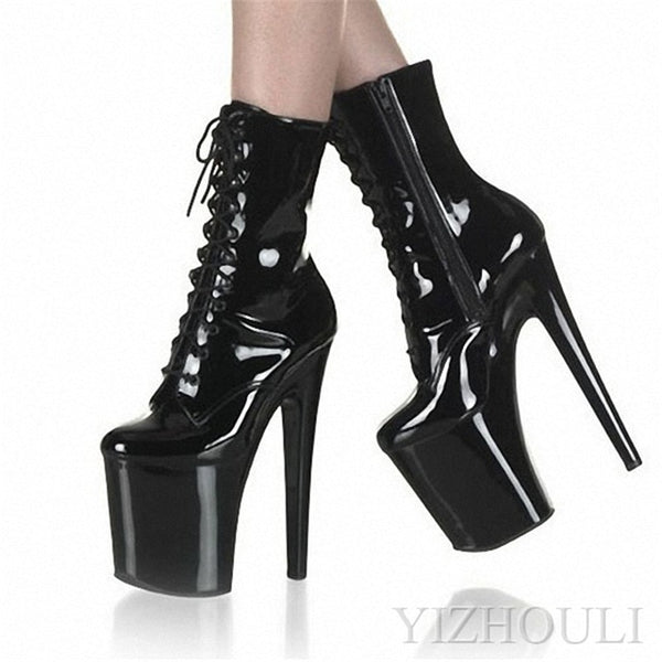 Fashion Platform Black Pole Dancing Boots