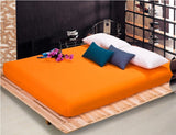Solid Bed Sheet Fitted Sheet With Elastic Band Plain Bedding King Queen Size Bed