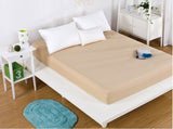 Solid Bed Sheet Fitted Sheet With Elastic Band Plain Bedding King Queen Size Bed