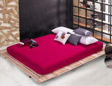 Solid Bed Sheet Fitted Sheet With Elastic Band Plain Bedding King Queen Size Bed