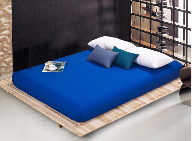 Solid Bed Sheet Fitted Sheet With Elastic Band Plain Bedding King Queen Size Bed