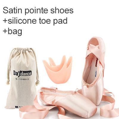Girls Ballerina Ballet Pointe Shoes Pink Red Women Satin Canvas Ballet Shoes For Dancing