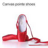 Girls Ballerina Ballet Pointe Shoes Pink Red Women Satin Canvas Ballet Shoes For Dancing