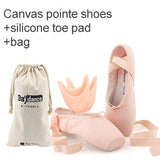 Girls Ballerina Ballet Pointe Shoes Pink Red Women Satin Canvas Ballet Shoes For Dancing