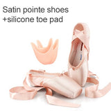 Girls Ballerina Ballet Pointe Shoes Pink Red Women Satin Canvas Ballet Shoes For Dancing