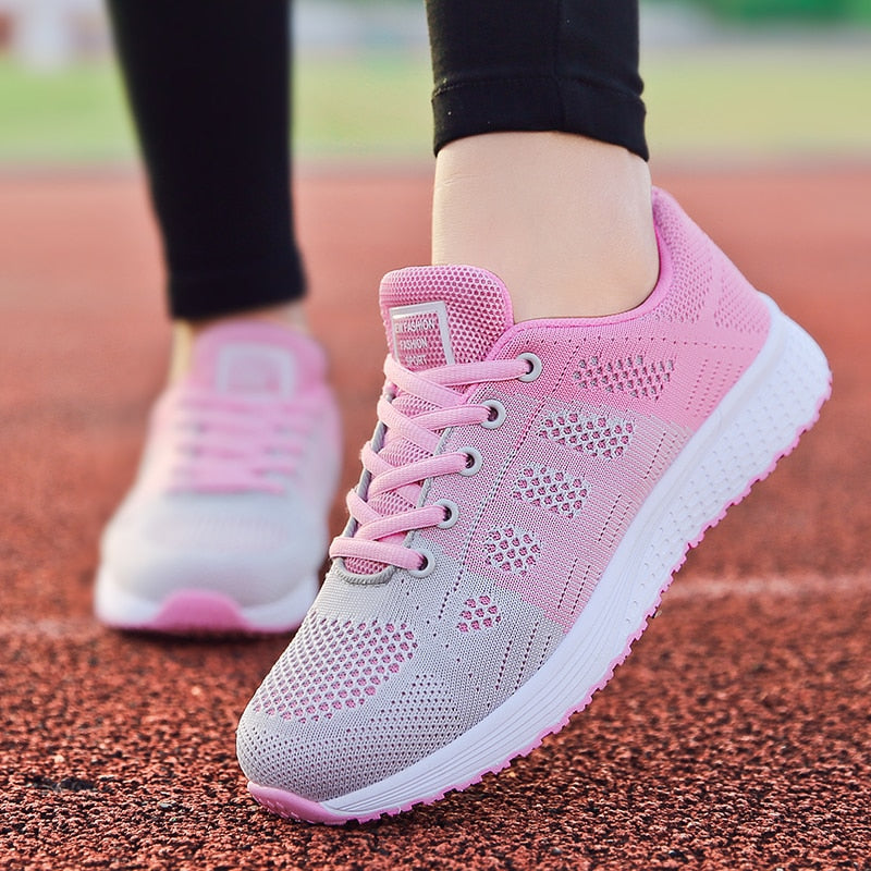 Mesh Lace Up Flat tennis Shoes