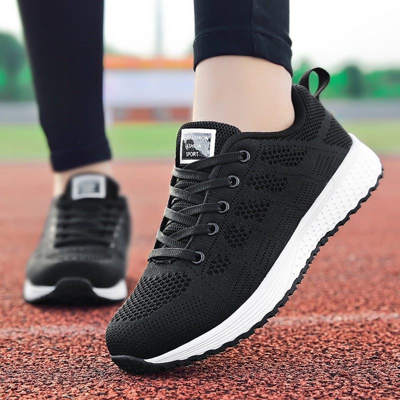 Mesh Lace Up Flat tennis Shoes