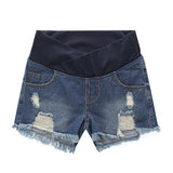 Summer Wear Low-waisted Denim Shorts Pants for Pregnant Women