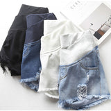 Summer Wear Low-waisted Denim Shorts Pants for Pregnant Women