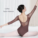 Women Black Mesh Dance Leotards