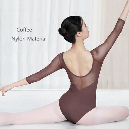 Women Black Mesh Dance Leotards