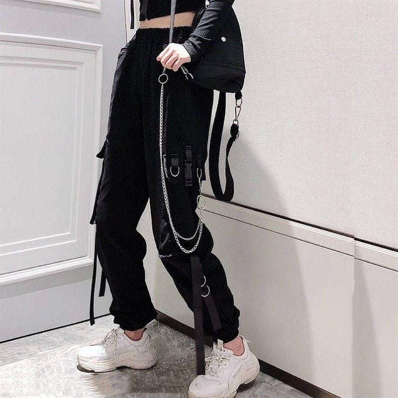 Women's Cargo Pants Buckle Ribbon