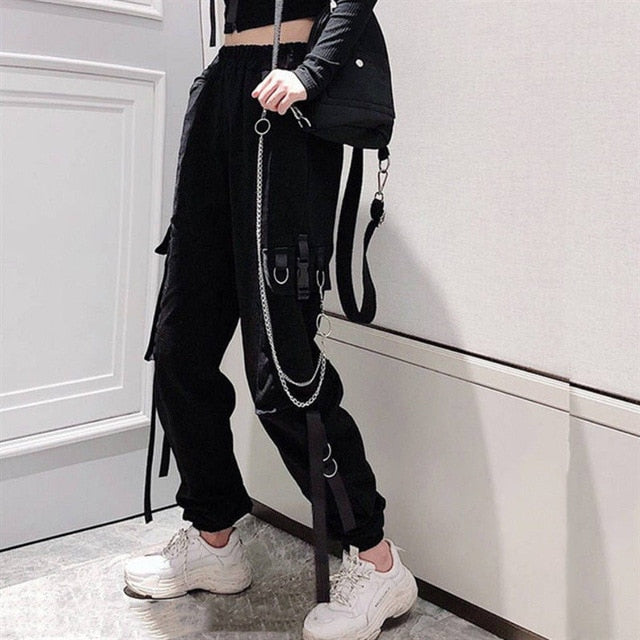 Women's Cargo Pants Buckle Ribbon