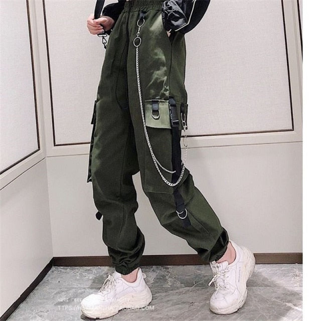 Women's Cargo Pants Buckle Ribbon