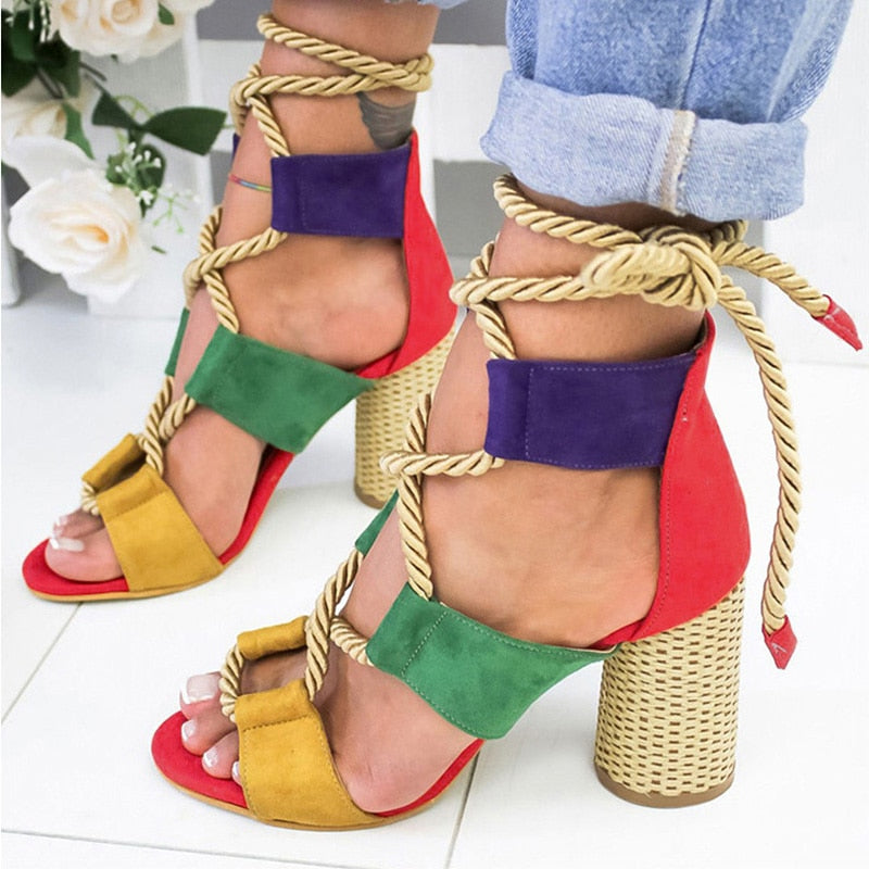 Pumps Lace Up High Heels