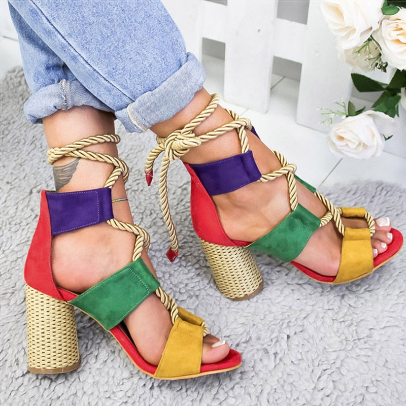 Pumps Lace Up High Heels