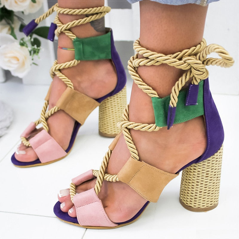 Pumps Lace Up High Heels