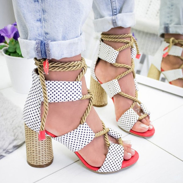 Pumps Lace Up High Heels