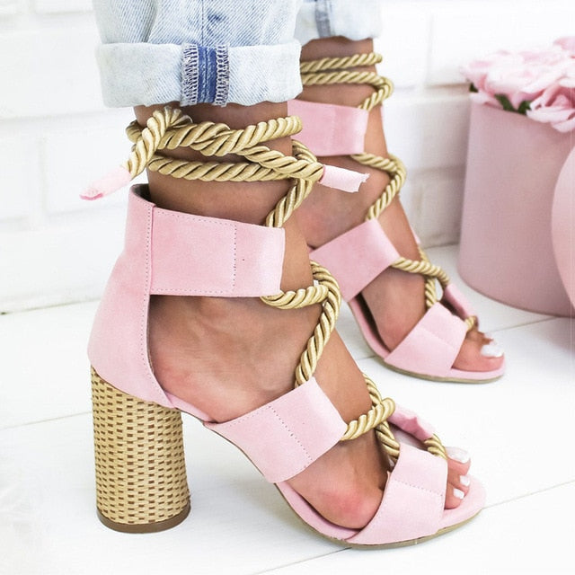 Pumps Lace Up High Heels