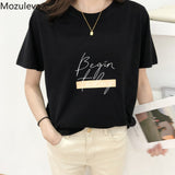 Mozuleva Casual O-neck Letter Print Women T-shirt 2020 Summer Short Sleeve Loose Cotton Female Basic Tops Shirt Ladies Tees