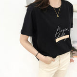 Mozuleva Casual O-neck Letter Print Women T-shirt 2020 Summer Short Sleeve Loose Cotton Female Basic Tops Shirt Ladies Tees