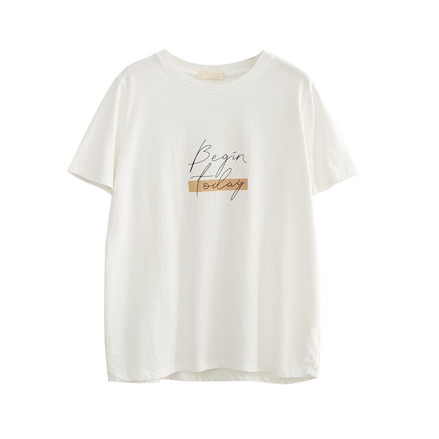 Mozuleva Casual O-neck Letter Print Women T-shirt 2020 Summer Short Sleeve Loose Cotton Female Basic Tops Shirt Ladies Tees