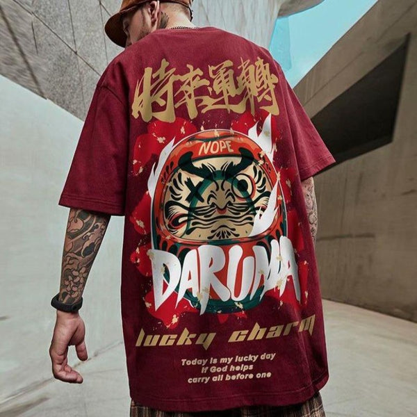 Chinese Style Lucky Printed Short Sleeve