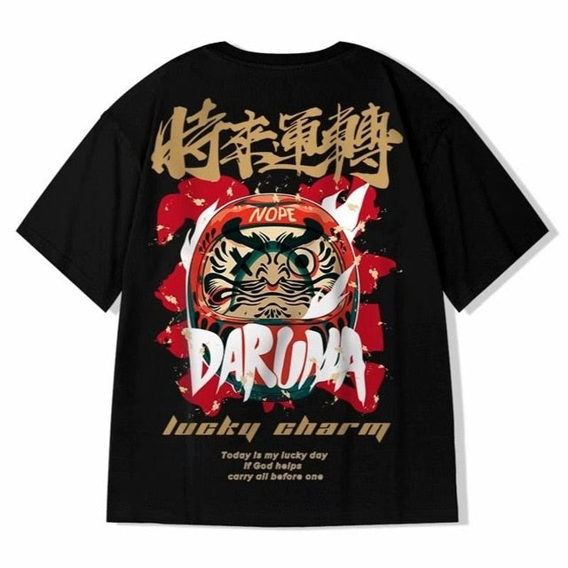 Chinese Style Lucky Printed Short Sleeve