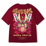 Chinese Style Lucky Printed Short Sleeve