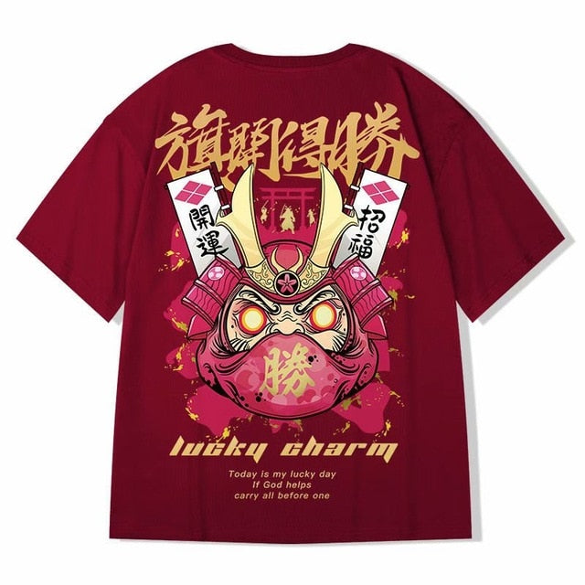 Chinese Style Lucky Printed Short Sleeve