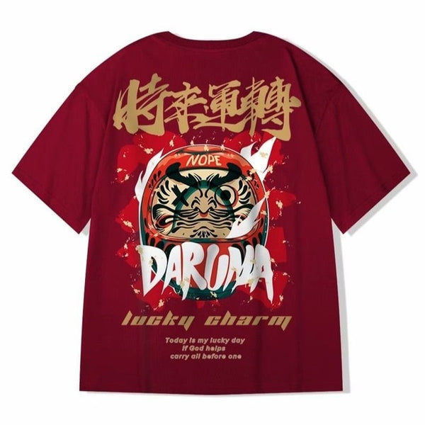 Chinese Style Lucky Printed Short Sleeve