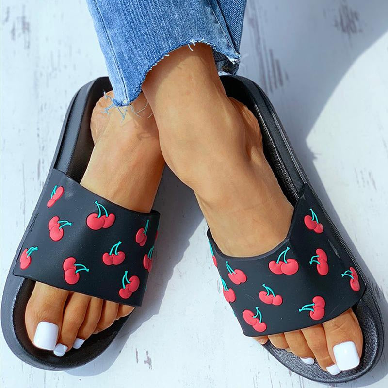 Women's Slippers Soft Slides Ladies Cherry home slippers