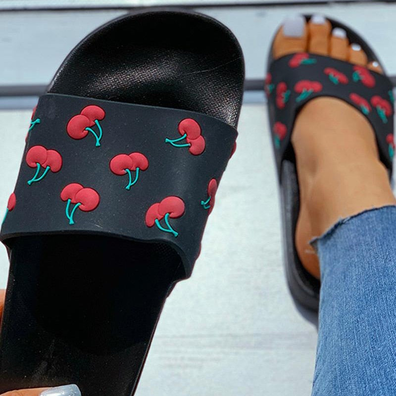 Women's Slippers Soft Slides Ladies Cherry home slippers