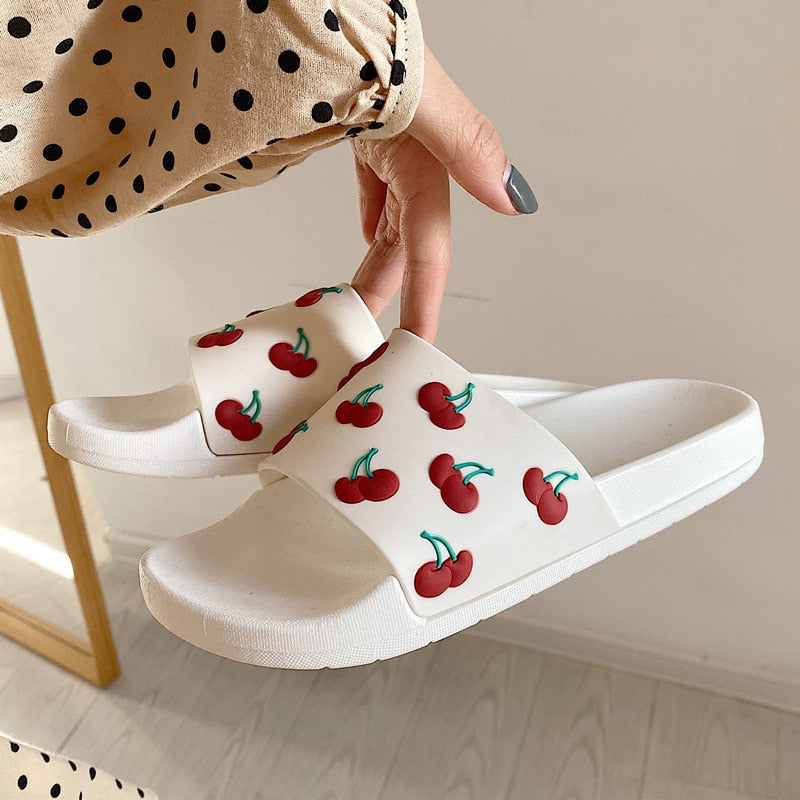Women's Slippers Soft Slides Ladies Cherry home slippers