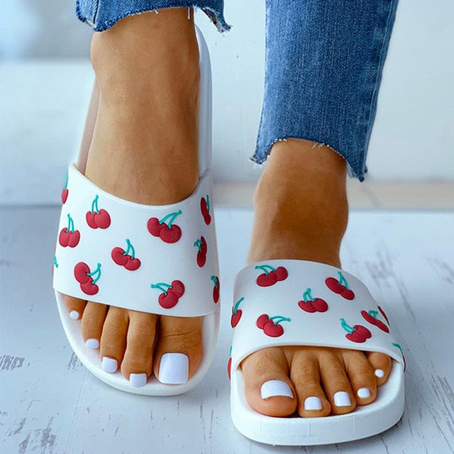 Women's Slippers Soft Slides Ladies Cherry home slippers