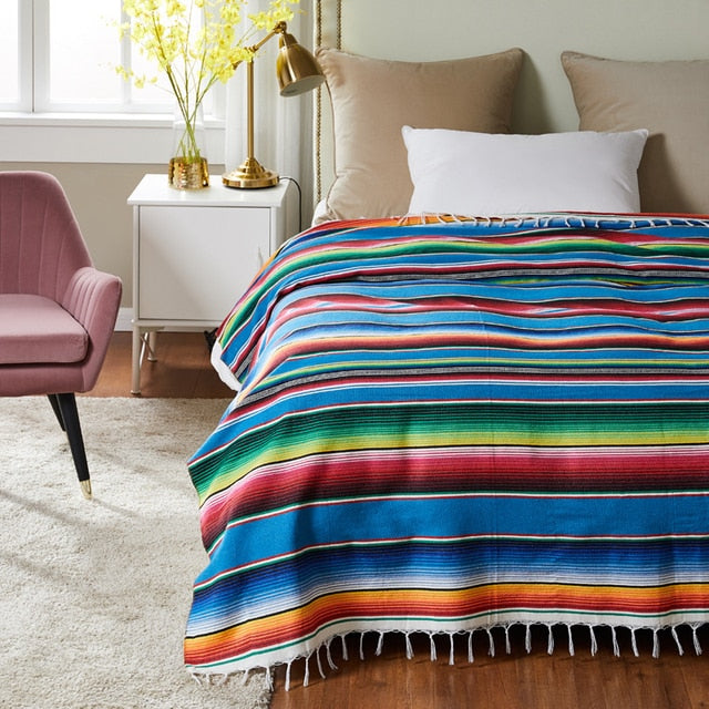 Boho Ethnic Style Throw Rug Mexican Style Blankets