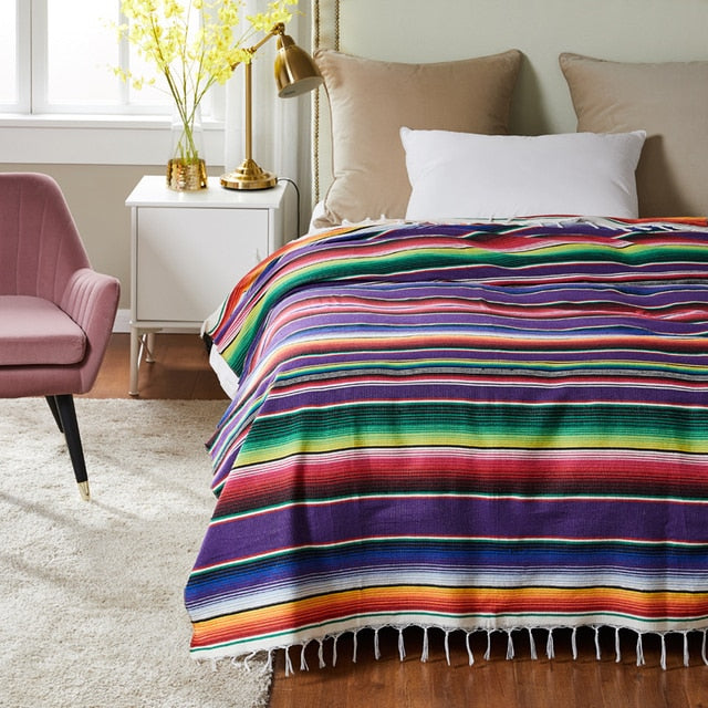 Boho Ethnic Style Throw Rug Mexican Style Blankets