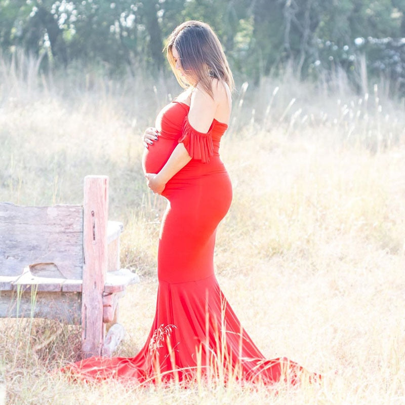 Shoulderless Mermaid  Pregnancy Dress for Baby Shower