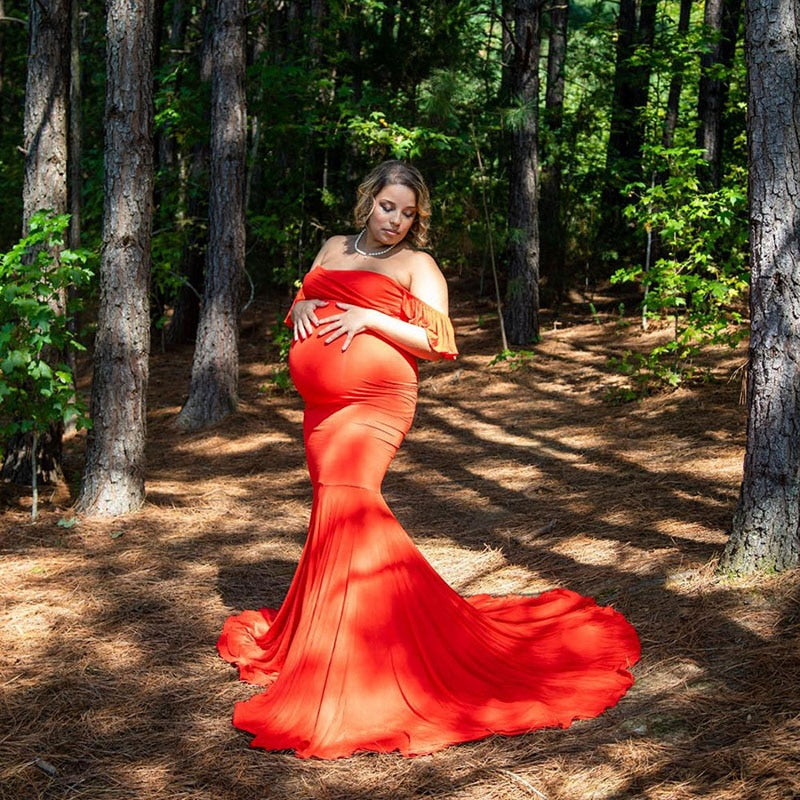 Shoulderless Mermaid  Pregnancy Dress for Baby Shower