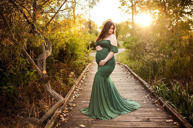 Shoulderless Mermaid  Pregnancy Dress for Baby Shower